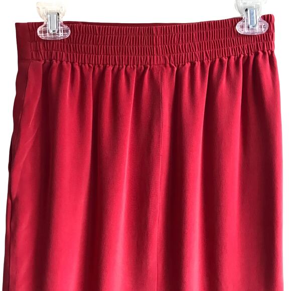 Vintage Dana Buchman 100% Silk Knee Length Skirt Ruched Career Business Red 8 - Picture 5 of 8